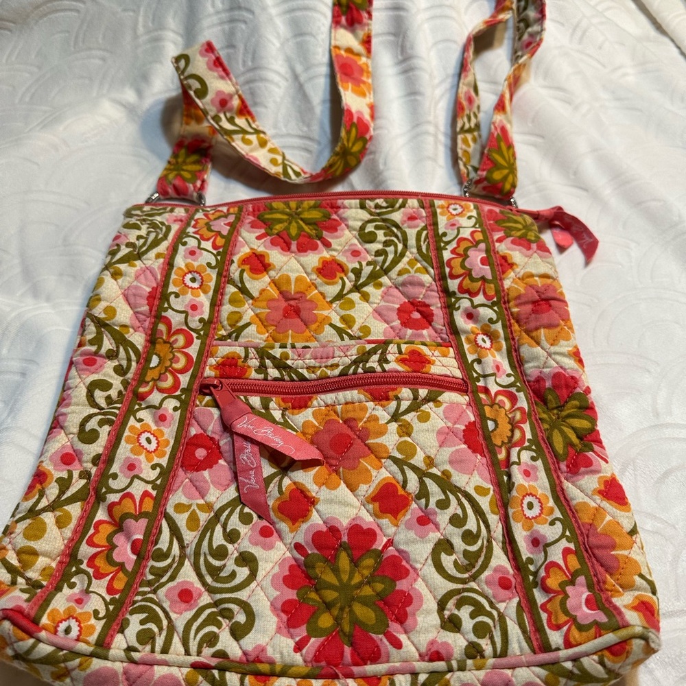 Vera Bradley Pink and Green Floral Shoulder Bag